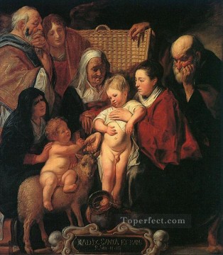  jordaens - The Holy Family with St Anne The Young Baptist and his Parents Flemish Baroque Jacob Jordaens